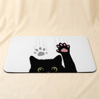 🐾 You're Here. The Cat Is Judging You. — Black & White Cat Welcome Mat