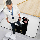 🐾 You're Here. The Cat Is Judging You. — Black & White Cat Welcome Mat