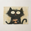 🐾 Dinner Is Served — Black Cat Linen Placemat