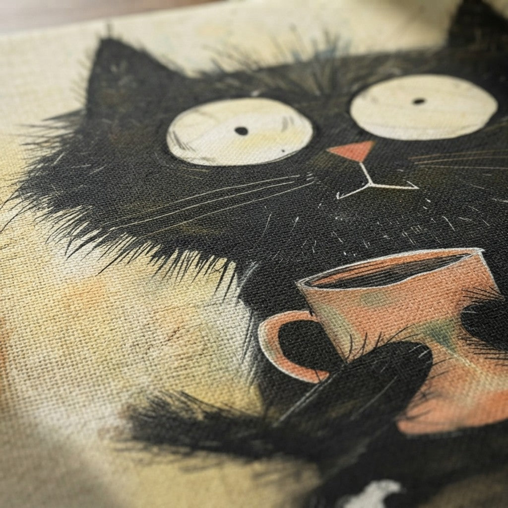 🐾 Dinner Is Served — Black Cat Linen Placemat