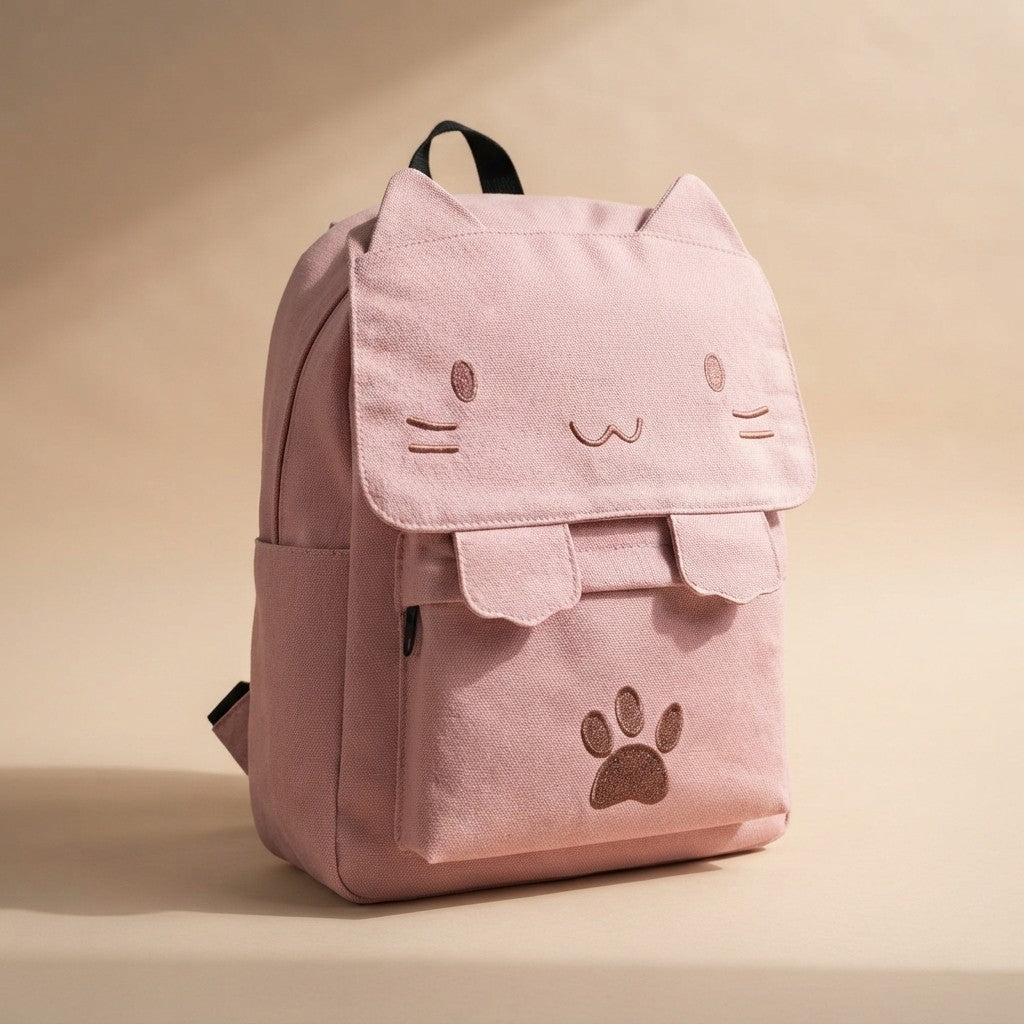 The Coven Carryall — Embroidered Cat Canvas Backpack