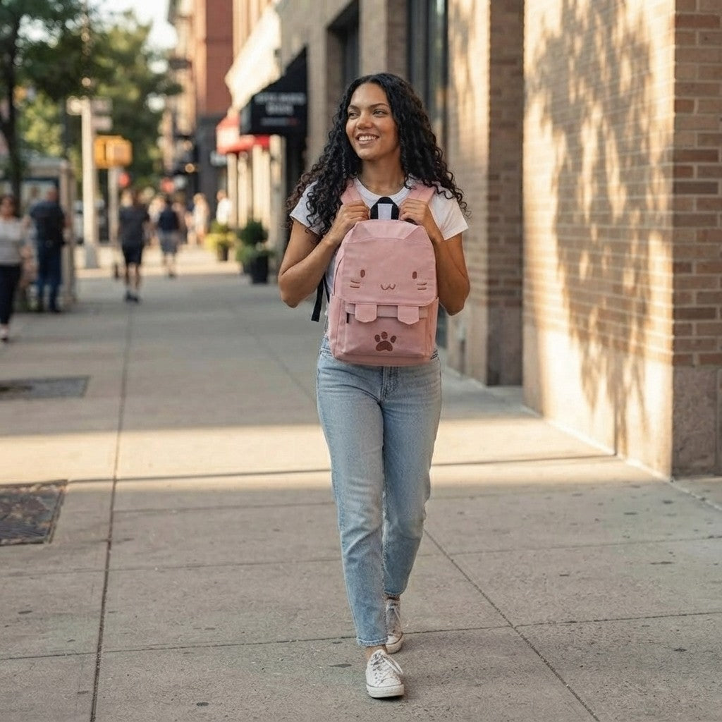 The Coven Carryall — Embroidered Cat Canvas Backpack