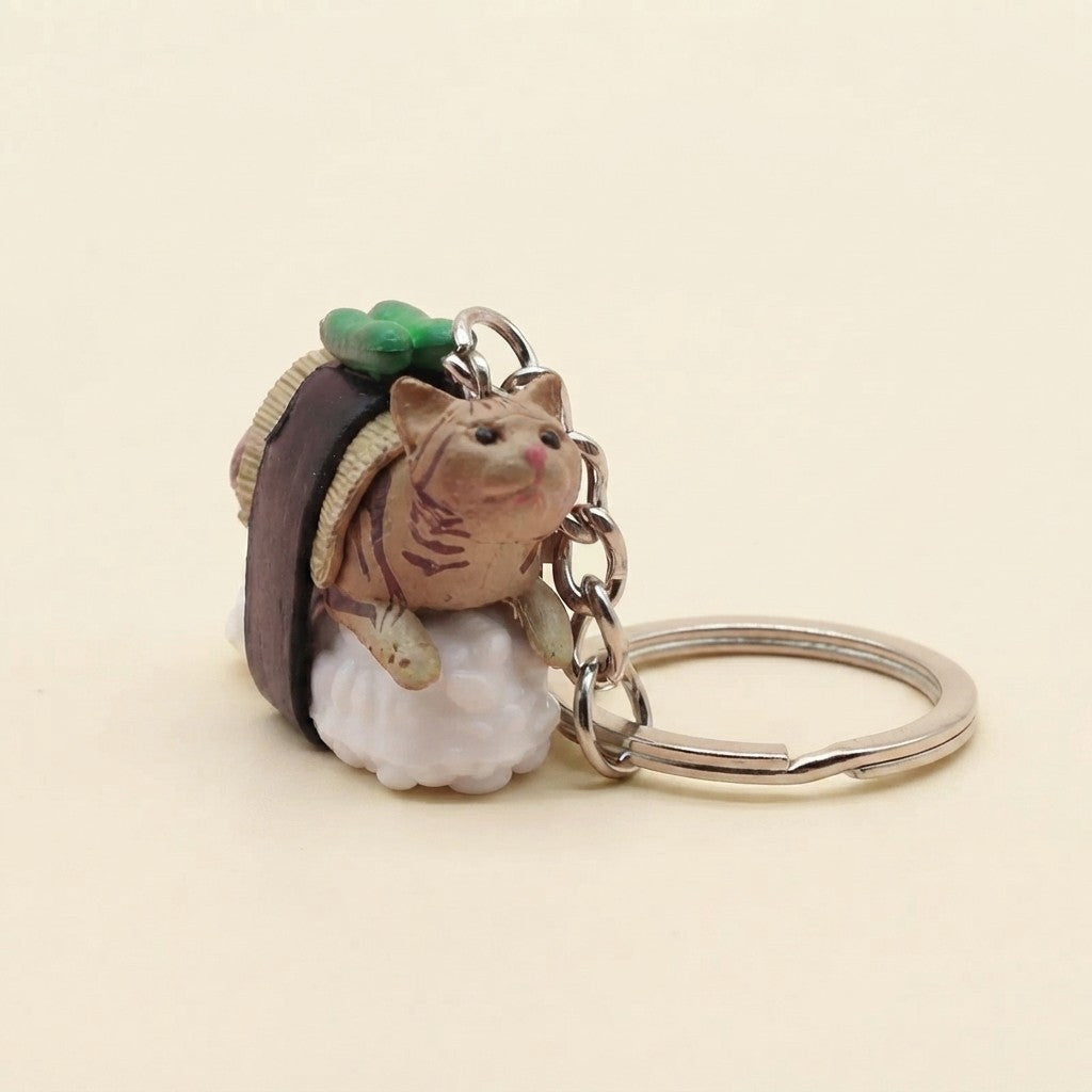 Sushi Cat Keychain Charm — Kawaii PVC Pendant