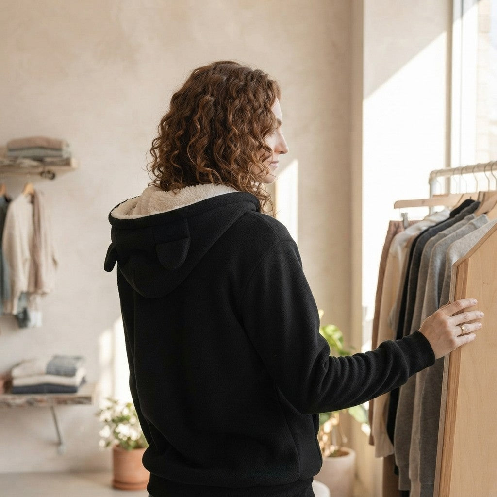 The Familiar Fleece — Embroidered Cat Pocket Pullover