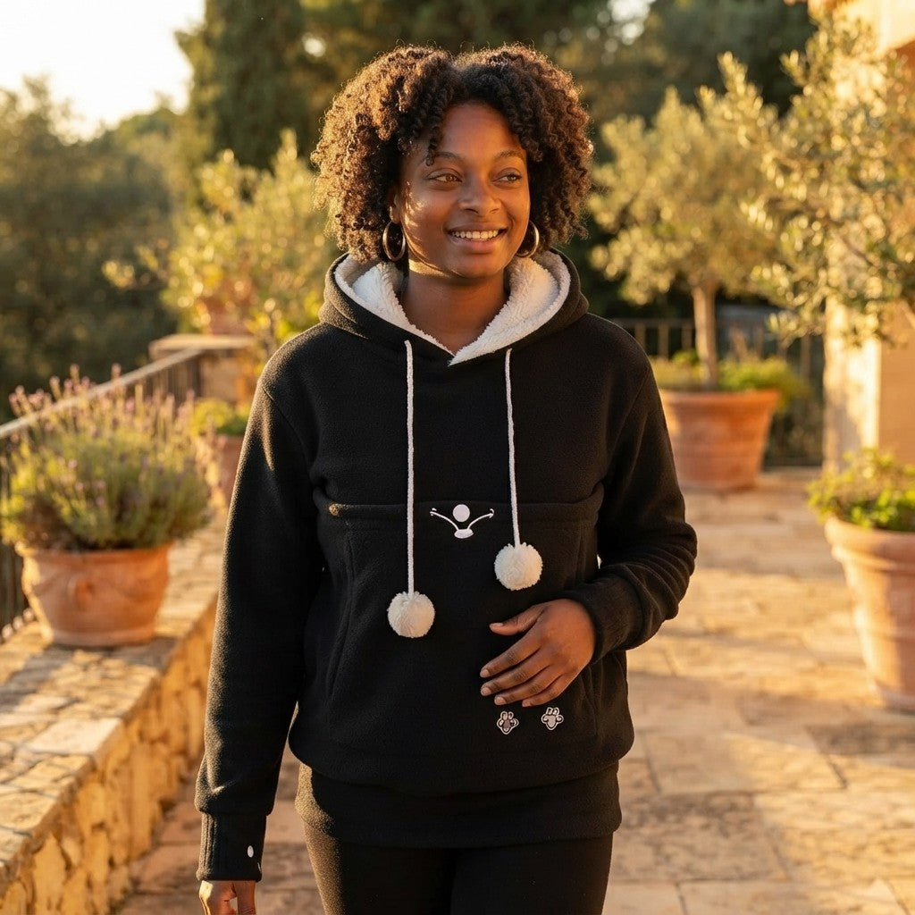 The Familiar Fleece — Embroidered Cat Pocket Pullover