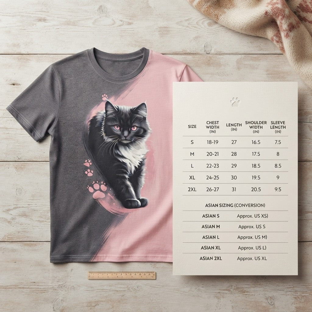 Pink-Eyed Menace — Black &amp; White Cat Print Tee