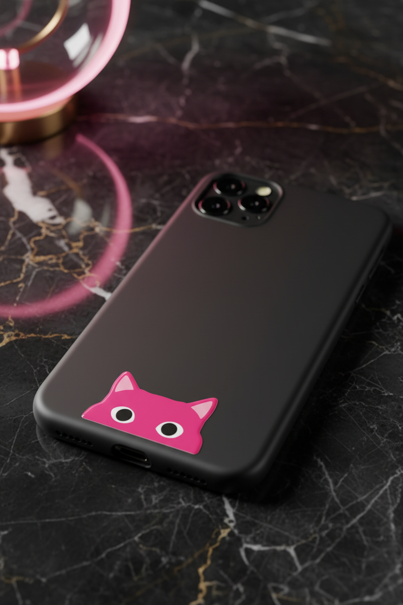 Pink Cat Peek Sticker