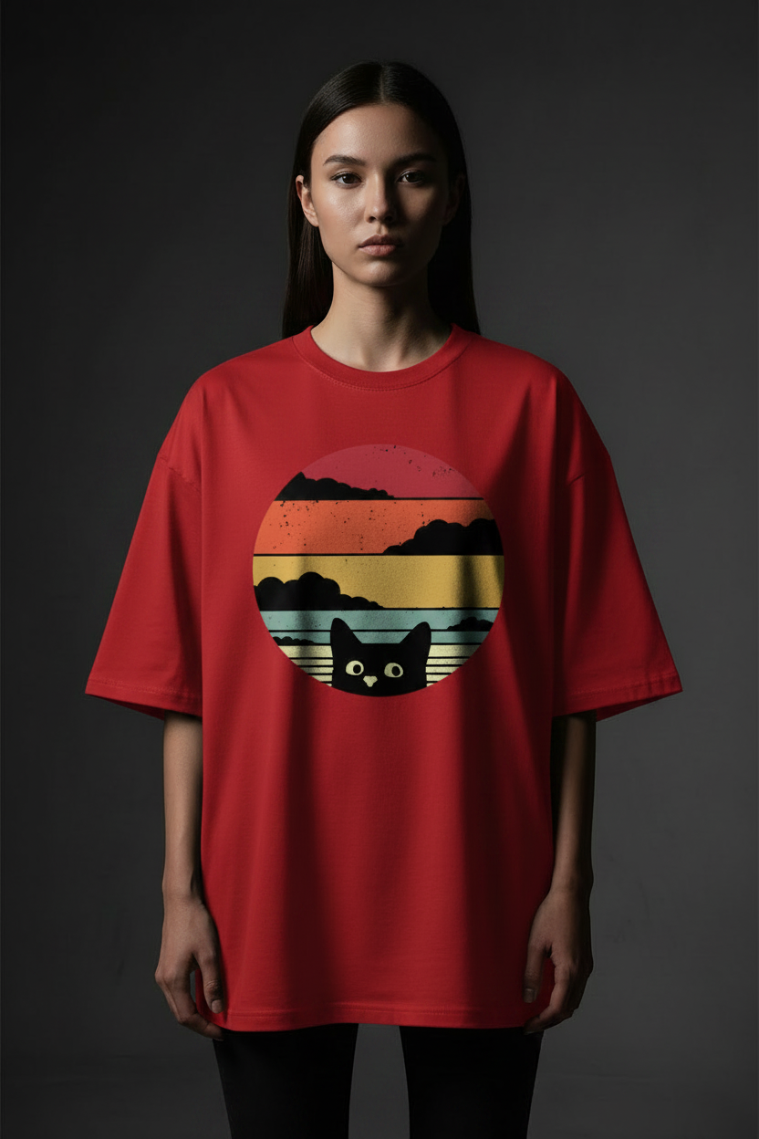Gone at Sunset — Peeking Cat Vintage Graphic Tee