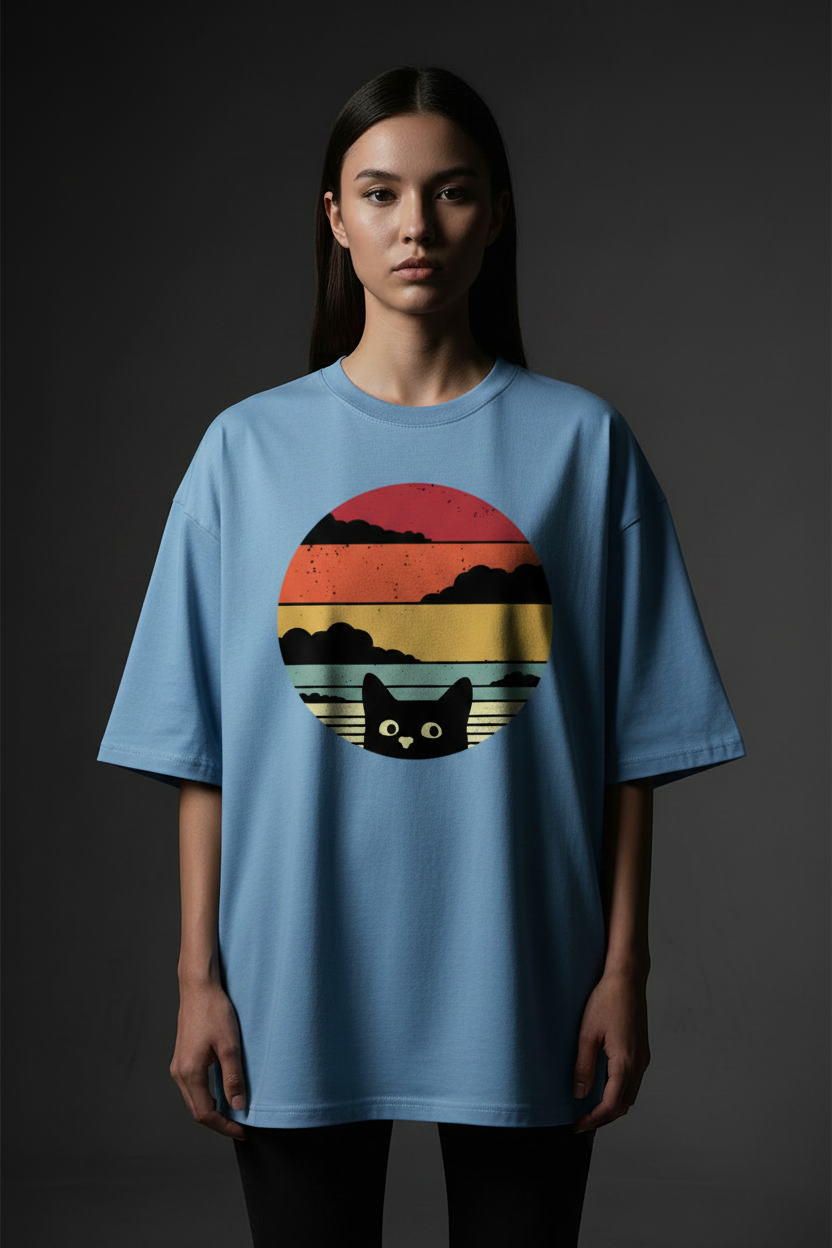 Gone at Sunset — Peeking Cat Vintage Graphic Tee
