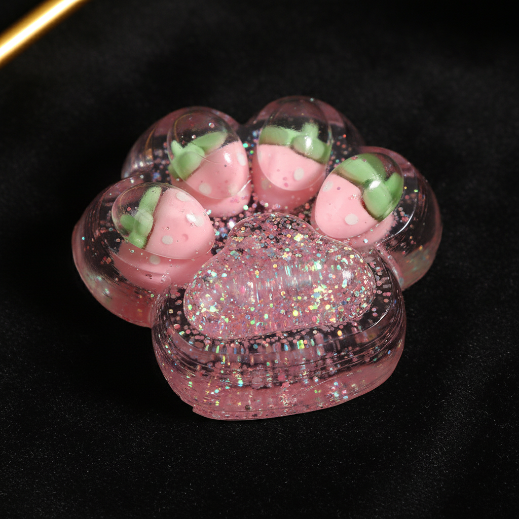 Strawberry Pink — Cat Paw Stress Cube