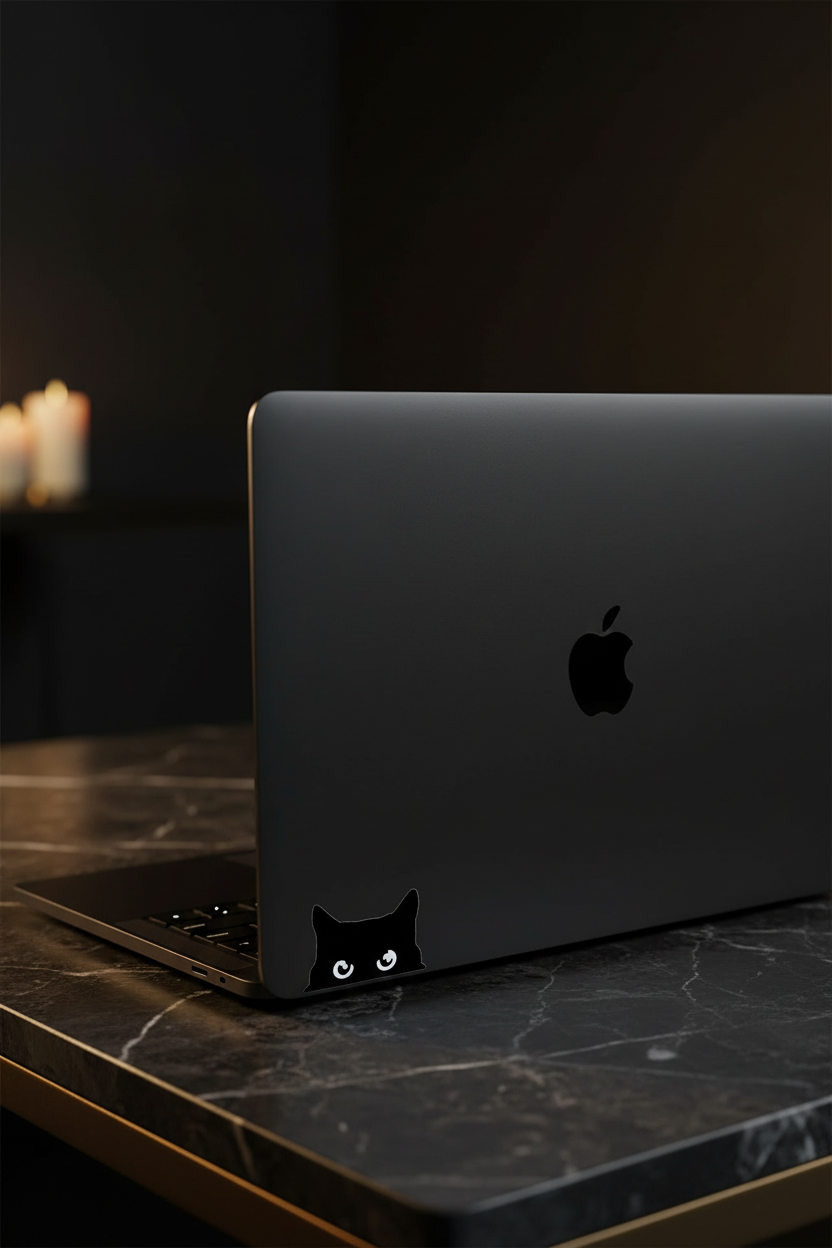 White Cat Peek Sticker