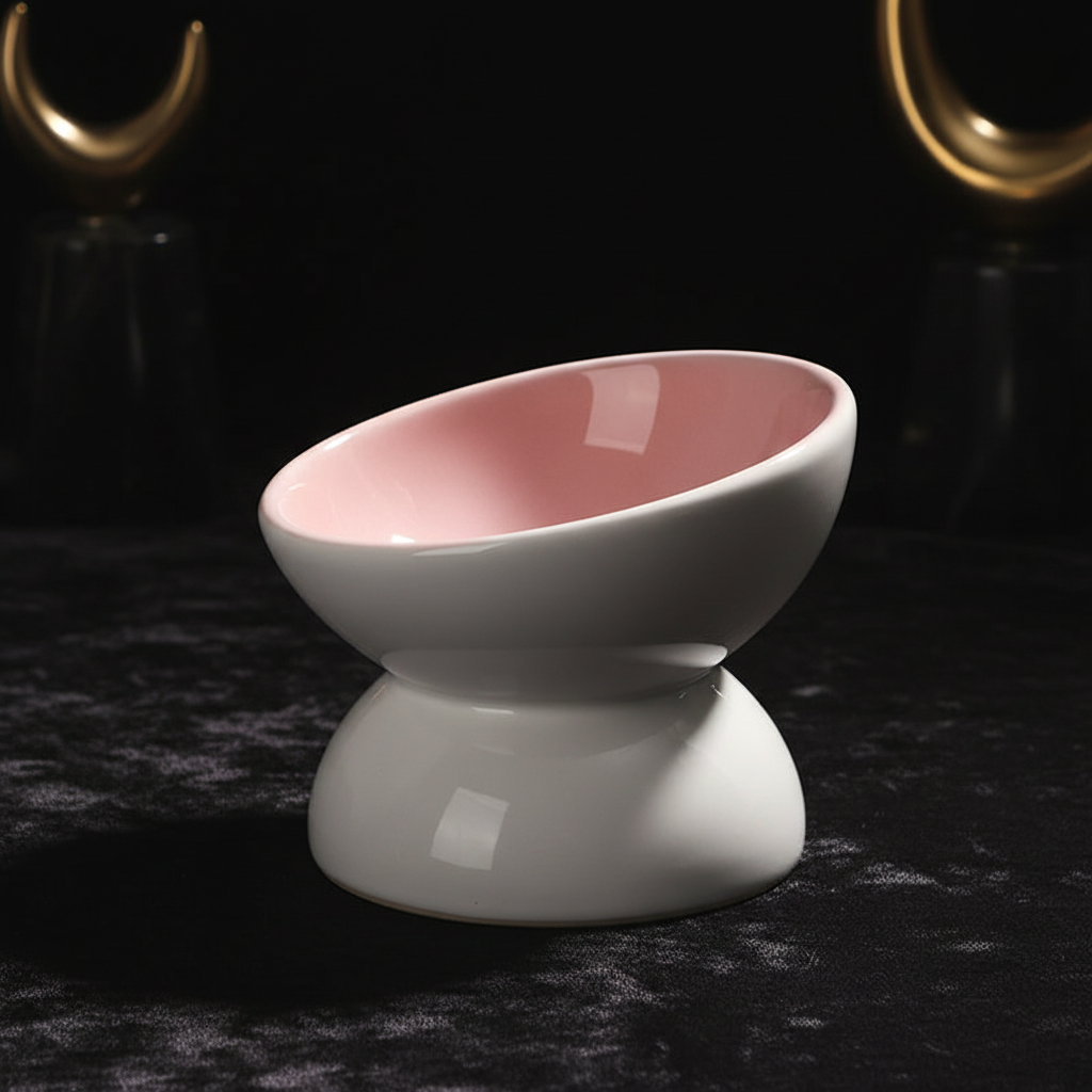 Tilt & Devour — Elevated Ceramic Cat Bowl (Dishwasher Safe, Obviously)